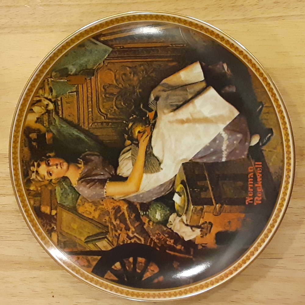Knowles Norman Rockwell Ltd Ed  "Dreaming In The Attic"  Certified Stamp NWOT